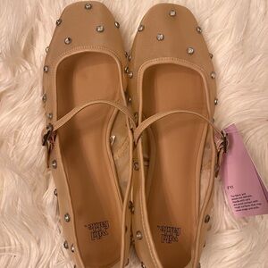 Wild Fable Beige Studded Flats